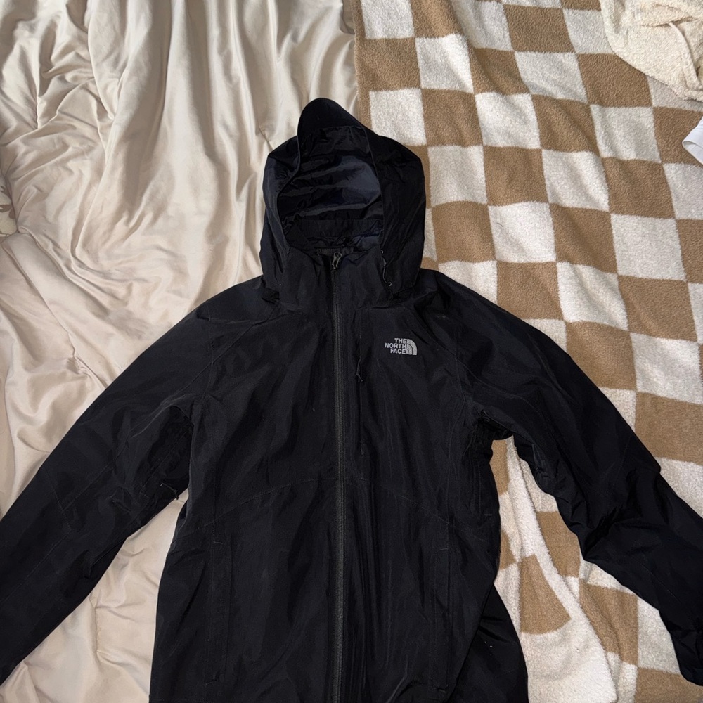 The North Face Black Hooded Layered fleece & Rain Jacket